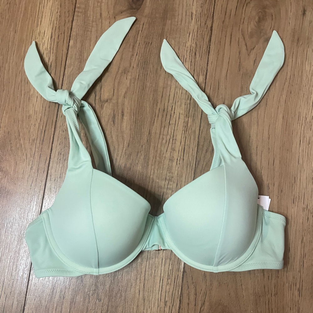Shade & Shore Bikini‎ Padded Top Underwire Mint Tie Strap
